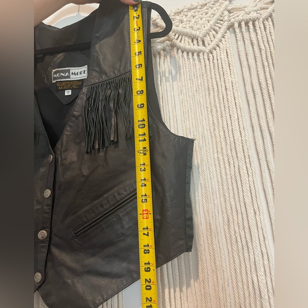 Vintage Mona Mode Western Biker Leather Vest Size M UNISEX - Picture 5 of 10